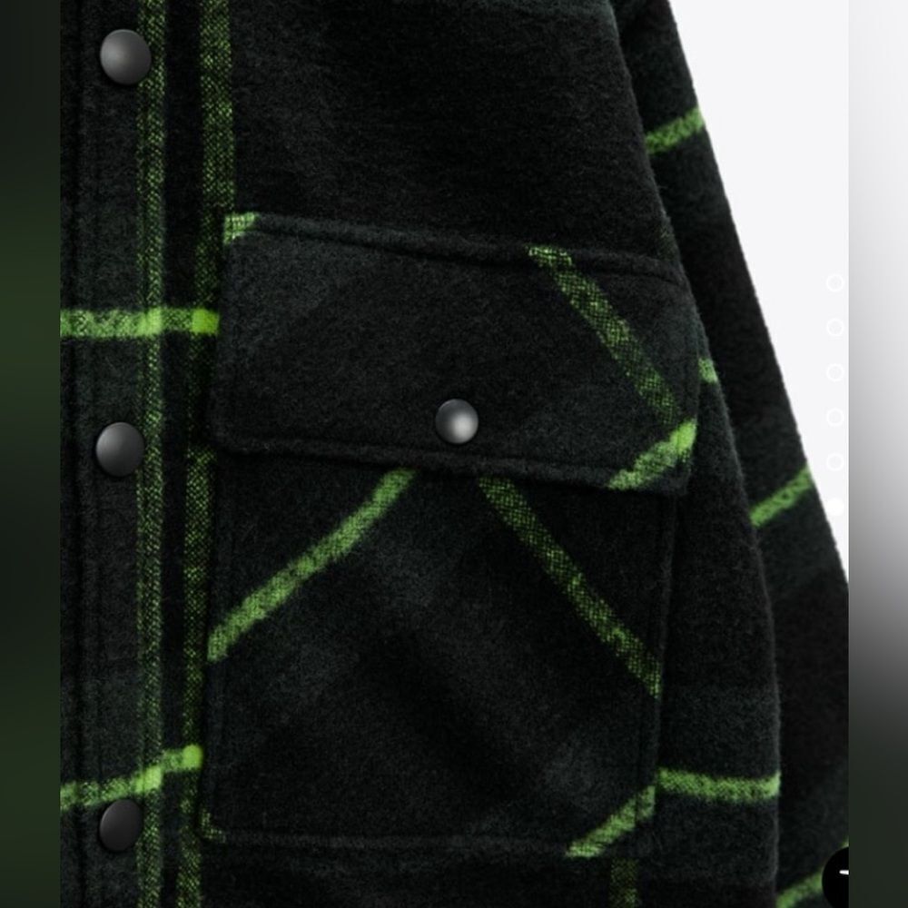Zara Tartan PLAID PADDED OVERSHIRT lined wool Shacket Small - Picture 5 of 11